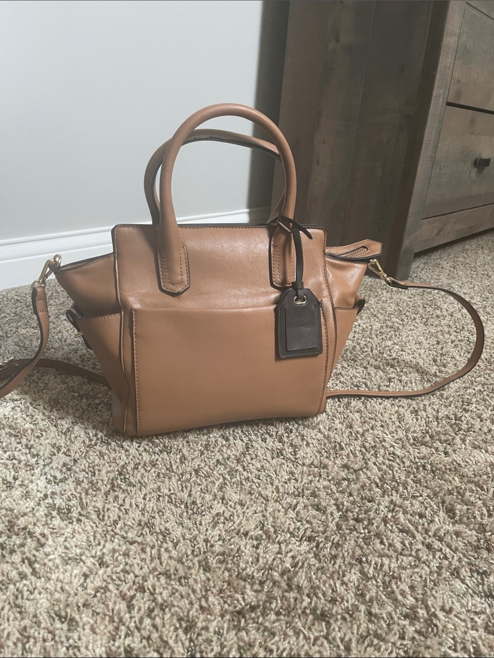 REED Tan Satchel Crossbody Handbag